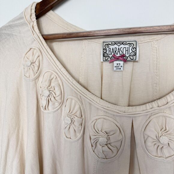 Anthropologie Baraschi XS Rosette Applique Dolman Batwing Scoop Neck Blouse - Picture 10 of 10